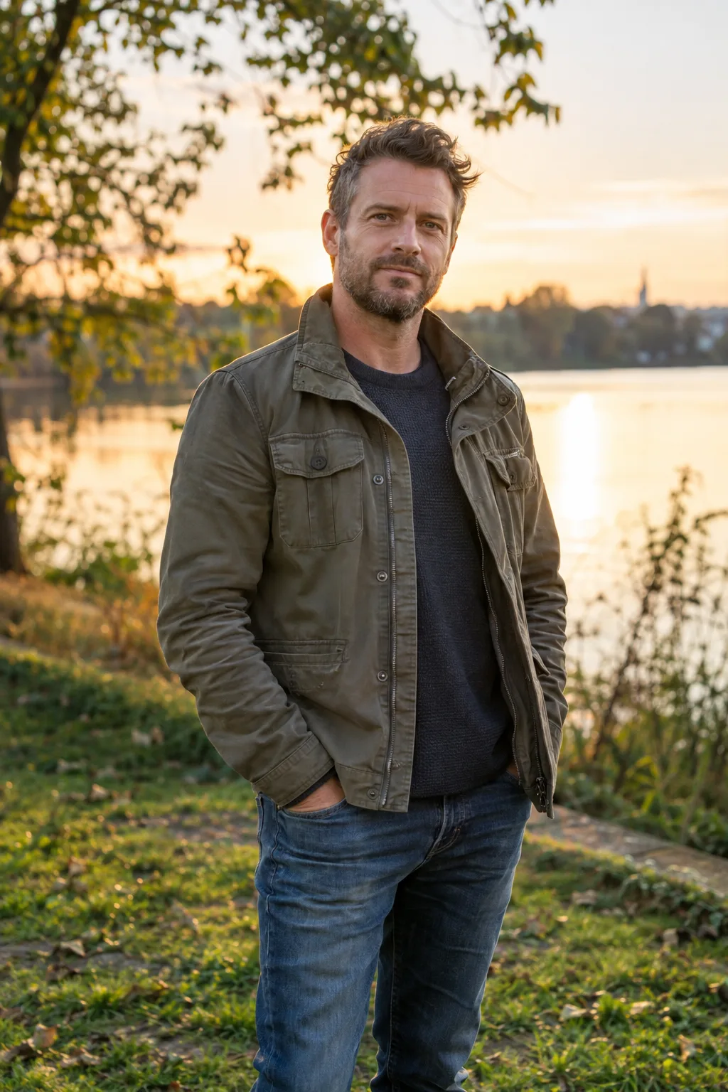 Outdoor portrait of a person photographed by a lake